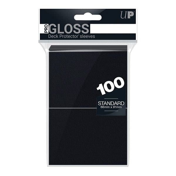 ULTRA PRO - 100 Standard Deck Protector Sleeves PRO-Gloss - Black - 074427826918
