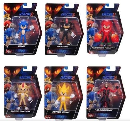 JAKKS PACIFIC Sonic 3 Movie personaggi articolati 13 cm w3 6 pz - 30192995424761