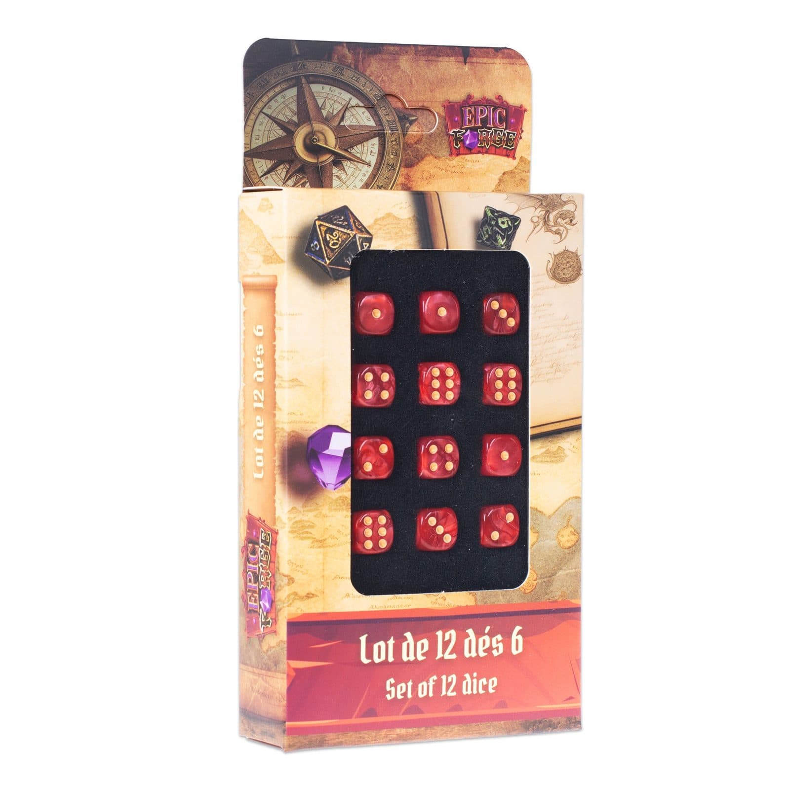 EPIC FORGE 12 dices pack- D6 12mm- Red - Trade Invaders 3701625906179