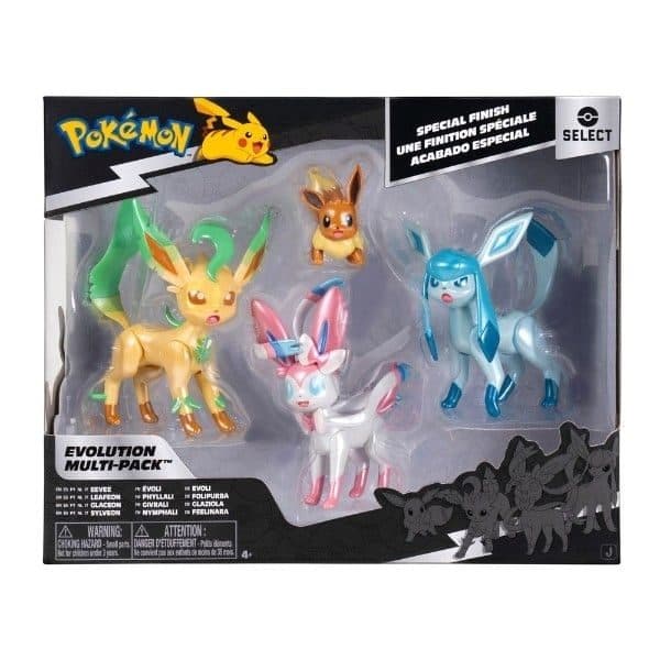 JAZWARES Select Evolution: Pokemon - Multipack (Eevee, Leafeon, Glaceon, Sylveon) 4pz - 8059571752278