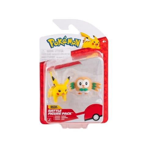 JAZWARES Battle Figure Pack: Pokemon - Rowlet & Pikachu - 8059571752711