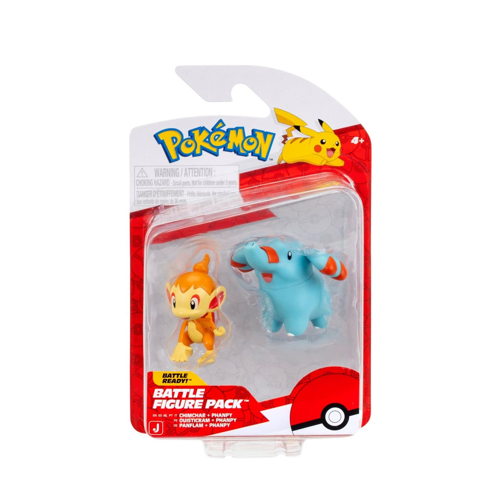 JAZWARES Battle Figure Pack: Pokemon - Phanpy & Chimchar - 8059571754425