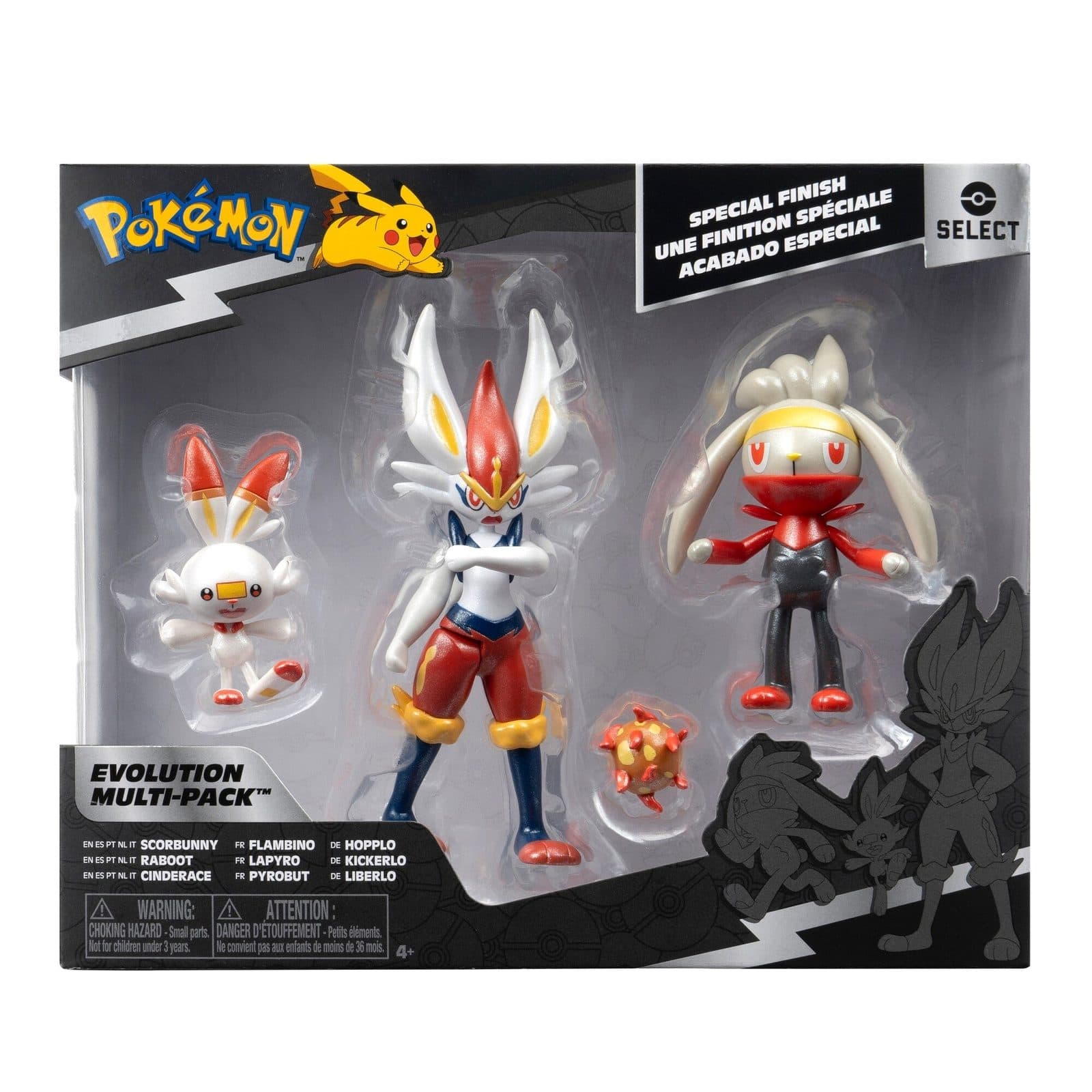JAZWARES Select Evolution: Pokemon - Multipack (Scorbunny, Raboot, Cinderace) 3pz - 8059571757839