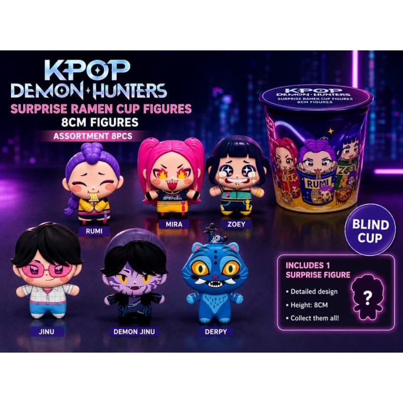 JAZWARES Peluche: Kpop Demon Hunters - Blind Cup Ramen Assortito 8pz 10cm - 18059571752459