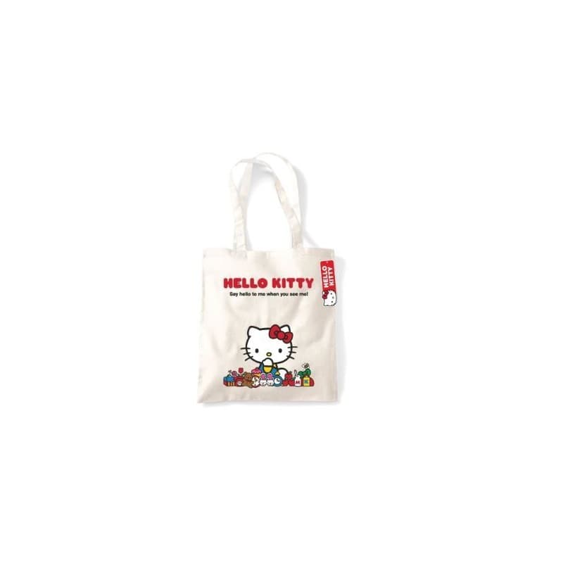 PYRAMID HELLO KITTY (SAY HELLO) NATURAL TOTE BAG - 5063457018979