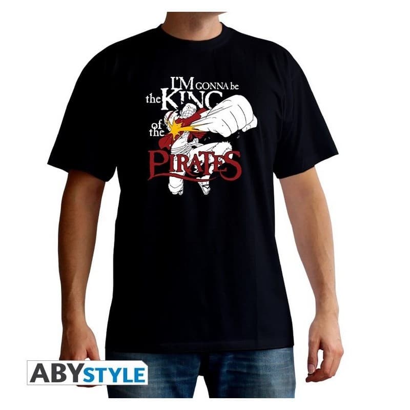ONE PIECE - Tshirt "Luffy King of Piratesy" man SS noir -basic EXCLU*Medium - Men's T-shirts - Abystyle 3665361021032