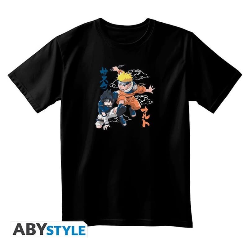 NARUTO - Tshirt unisex black - Naruto & Sasuke - Medium - Unisex T-shirts - Abystyle 3665361160670