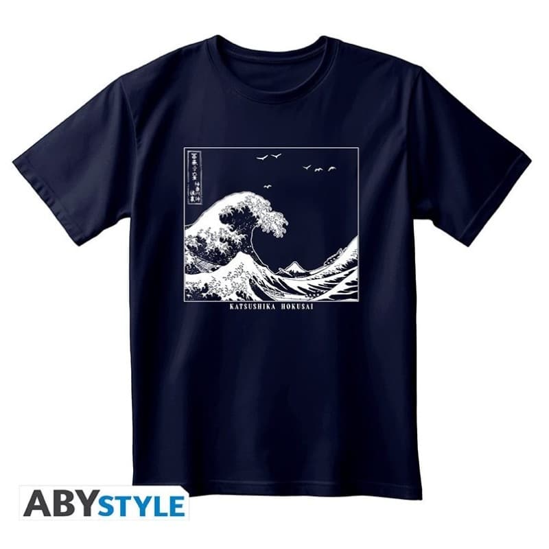 HOKUSAI - Tshirt unisex navy blue - Great Wave - Large - Men's T-shirts - Abystyle 3665361175377